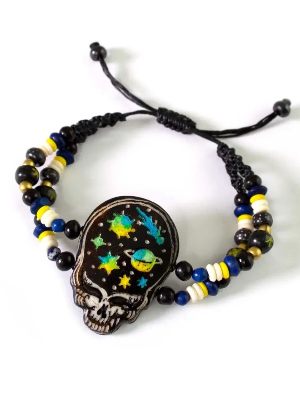 Grateful Dead Cosmic Stealie Bone Bead Bracelet NWT